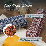 #DoYourYoga Yoga-Bolster Paravati mit Bio-Buchweizenschalen, 67 x 22 x 13 cm, Style 7 in Schwarz-Weiß, nachhaltig und anpassbar.