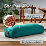 #DoYourYoga Yoga-Bolster Paravati gefüllt mit Bio-Buchweizenschalen, 100% Baumwolle, 67x22x13 cm, dunkelgrün, waschbar und anpassbar.