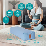 #DoYourYoga Yoga-Bolster Paravati in Hellblau, 67x22x13 cm, gefüllt mit Bio-Buchweizenschalen, waschbarer Bezug, formanpassend, atmungsaktiv