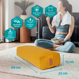 #DoYourYoga Yoga-Bolster Paravati in Indischgelb, 67 x 22 x 13 cm, mit Bio-Buchweizenschalen, waschbarer Bezug, anpassbar und atmungsaktiv.