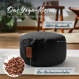 #DoYourYoga Yoga-Kissen Vishnu rund 30x30x15 cm Schwarz, gefüllt mit leichten Bio-Buchweizenschalen, 100% Baumwolle Bezug.