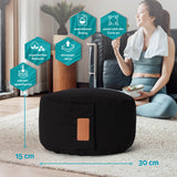 #DoYourYoga Yoga-Kissen Vishnu rund 30x30x15 cm schwarz, Bio-Buchweizenschalen, waschbarer Bezug, anpassbar und atmungsaktiv.