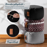 #DoYourYoga Yoga-Kissen Vishnu rund 30x30x15 cm schwarz mit Bio-Buchweizenschalenfüllung, waschbarem Baumwollbezug und Trageschlaufe.