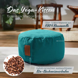 #DoYourYoga Yoga-Kissen Vishnu rund 30x30x15 cm, dunkelgrün, gefüllt mit Bio-Buchweizenschalen, 100% Baumwolle Bezug.