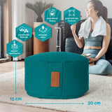 #DoYourYoga Yoga-Kissen Vishnu rund 30x30x15 cm, dunkelgrün, mit Bio-Buchweizenschalen, waschbarer Bezug, atmungsaktiv, anpassbar.