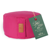 #DoYourYoga Yoga-Kissen Vishnu, rund 30x30x15 cm, pink, gefüllt mit Bio-Buchweizenschalen und 100% Baumwolle Bezug.