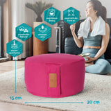 #DoYourYoga Yoga-Kissen Vishnu, rund 30x30x15 cm, rosa, mit Bio-Buchweizenschalen, waschbarer Bezug, atmungsaktiv, formanpassend.