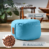#DoYourYoga Yoga-Kissen Vishnu in Hellblau, rund 30x30x15 cm, gefüllt mit Bio-Buchweizenschalen, Bezug 100% Baumwolle, waschbar.