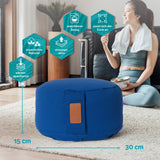 #DoYourYoga Yoga-Kissen Vishnu Navyblau, rund 30x30x15 cm, mit Bio-Buchweizenschalen, waschbarer Bezug, organisch, atmungsaktiv, formbar