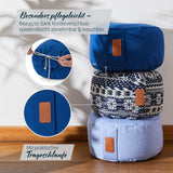 #DoYourYoga Yoga-Kissen Vishnu Navyblau, rund 30x30x15 cm, mit Bio-Buchweizenschalen gefüllt, abnehmbarer waschbarer Baumwollbezug.