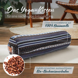 #DoYourYoga Yoga-Bolster Tarik mit 100% Baumwolle Bezug, gefüllt mit Bio-Buchweizenschalen, 68 x 22 x 22 cm, Style 11.