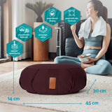 #DoYourYoga Yoga-Kissen Ganesh braun, Halbmond 45x30x14 cm, Bio-Buchweizenschalen, waschbarer Bezug, organisch, atmungsaktiv, formanpassend.