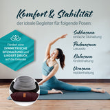 #DoYourYoga Yoga-Kissen Ganesh Halbmond 45x30x14 Braun mit Bio-Buchweizenschalen ideal für Meditation, Yoga und Pilates Sitzhaltung.