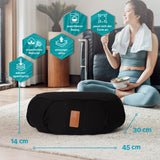 #DoYourYoga Yoga-Kissen Ganesh Halbmond 45x30x14 cm schwarz mit Bio-Buchweizenschalen, waschbarem Bezug und organischem Material