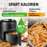 GOURMETmaxx Heißluftfritteuse, 2,3 l, 9 Funktionen, 1000 W, fettarm frittieren mit 80 % weniger Fett als herkömmliche Fritteuse.