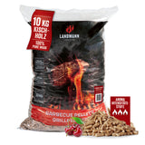 LANDMANN Grillpellets Kirschholz 10 kg für rauchigen Geschmack, ideal für Smoker, Pelletgrills und Räucherboxen, naturrein und vielseitig einsetzbar.