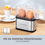 GOURMETmaxx Eierkocher Kompakt 2.0 schwarz/silber, kompakt für 2 Eier, inkl. Messbecher für perfekte Frühstückseier ohne Kochplatte.