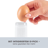 GOURMETmaxx Eierkocher Kompakt 2.0 schwarz/silber mit Ei-Pick und Messbecher für perfekte Eierzubereitung bis zu 2 Eier.