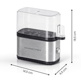 GOURMETmaxx Eierkocher Kompakt 2.0 in schwarz/silber, platzsparend, für bis zu 2 Eier, mit Messbecher und Ei-Pick.