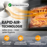 GOURMETmaxx Doppelkammer-Heißluftfritteuse 2x3,5L mit 360° Rapid Air, 220°C, schneller Aufwärmzeit und gleichmäßiger Wärmeverteilung.