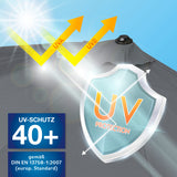 EASYmaxx Sonnenschirm mit UV-Schutz halbrund 270x140 cm grau schützt zuverlässig vor UV-Strahlen UV40+ für Balkon und Terrasse.