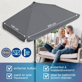 EASYmaxx Sonnenschirm mit UV-Schutz rechteckig 230x140 cm grau, wandnah platzierbar, mit Handkurbel, ideal für Balkon und Terrasse.