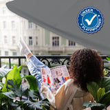 EASYmaxx Sonnenschirm mit UV-Schutz rechteckig 230x140 cm grau, platzsparend, ideal für kleine Balkone und Terrasse mit Handkurbel.