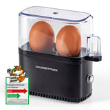 GOURMETmaxx Eierkocher Kompakt 2.0 schwarz matt, für 2 Eier, inkl. Messbecher und Ei-Pick für schonendes Kochen.
