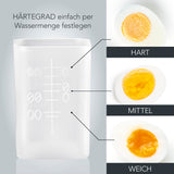 GOURMETmaxx Eierkocher Kompakt 2.0 schwarz matt mit Messbecher für weiche, mittlere und harte Eier.