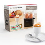 GOURMETmaxx Eierkocher Kompakt 2.0 schwarz matt für 2 Eier, mit Messbecher und Ei-Pick für perfekte Frühstückseier.