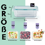 GOURMETmaxx Glas-Frischhaltedosen Klick-it - 900 ml, dicht, mikrowellen-, gefrierschrank- und backofengeeignet, 4-fach-Klickverschluss.