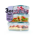 GOURMETmaxx Glas-Frischhaltedosen Klick-it 725 ml, 3er Set, mit 4-fach-Klick-Verschluss, temperaturbeständig und aromafrisch.