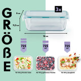 GOURMETmaxx Glas-Frischhaltedosen Klick-it - 725 ml mit 4-fach-Klick-Verschluss, temperaturbeständig, mikrowellen- und spülmaschinengeeignet.