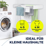 EASYmaxx Wandwäschetrockner 400 klappbar mit 4 m Trockenlänge, platzsparend, ideal für 4-5 Badetücher, wandmontiert.