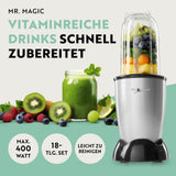 GOURMETmaxx Mixer Mr. Magic 18-tlg. Schwarz, vielseitige Küchenmaschine zum Mixen, Entsaften und Zubereiten vitaminreicher Drinks.
