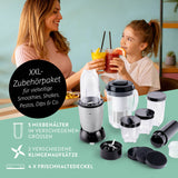 GOURMETmaxx Mixer Mr. Magic 18-tlg. Schwarz mit vielseitigem XXL-Zubehörpaket für Mixen, Zerkleinern und Aufbewahren.