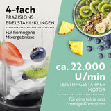 GOURMETmaxx Mixer Mr. Magic 18-tlg. Schwarz mit 4-fach Edelstahlschlingen und 22.000 U/min für feine Mix-Ergebnisse.