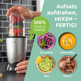 GOURMETmaxx Mixer Mr. Magic 18-tlg. Schwarz mit Aufsatz zum Mixen von Smoothies, kalten Soßen, Dips und Shakes schnell und einfach.