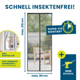 HOBERG Insektenschutzvorhang - mit XXL-Magnetbändern, 90 x 210 cm, luftdurchlässig, leicht montiert, ohne Bohren, insect protection curtain.