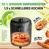 GOURMETmaxx Heißluftfritteuse mit 2,3 l & 1000 Watt, 8 Funktionen, Timer, energieeffizient und schnelles Kochen.