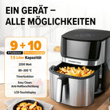 GOURMETmaxx Digitale Heißluftfritteuse mit Touchdisplay & Timerfunktion – 7,5 l, 10 Programme, 2200 W, Anti-Haftbeschichtung, 80–200 °C.