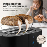 GOURMETmaxx Toaster, 2 Scheiben mit integriertem Brötchenaufsatz und Touchscreen für 6 Bräunungsgrade, modernes Design.