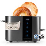 GOURMETmaxx Toaster, 2 Scheiben mit Touchscreen, 6 Bräunungsgraden und Brötchenaufsatz, extra breite Toastschlitze.
