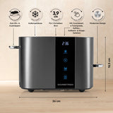 GOURMETmaxx Toaster, 2 Scheiben, Touchscreen, 6 Bräunungsgrade, modernes Design mit Countdown und Brötchenaufsatz, einfach zu bedienen.