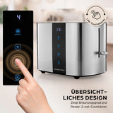 GOURMETmaxx Toaster, 2 Scheiben mit 6 Bräunungsgraden, LED-Touchdisplay und integriertem Brötchenaufsatz für einfachen Bedienkomfort.