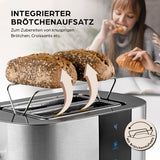 GOURMETmaxx Toaster, 2 Scheiben mit integriertem Brötchenaufsatz und Touchscreen für 6 Bräunungsgrade und einfache Bedienung.