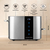 GOURMETmaxx Toaster, 2 Scheiben, 6 Bräunungsgrade, Touchscreen, Brötchenaufsatz, modernes Design, Cool-Touch-Gehäuse, Countdown-Funktion.