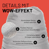 LUMALAND Flexi Comfort Sitzsack Medium Hellgrau mit flexiblem Material, abnehmbarem Bezug und verdecktem Reißverschluss für Komfort und Langlebigkeit.