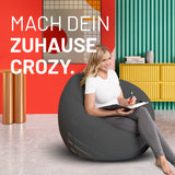 LUMALAND Flexi Comfort Sitzsack Dunkelgrau, medium 142x84 cm, modernes Design für Komfort und Entspannung im Wohnzimmer.