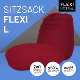 LUMALAND Flexi Comfort Sitzsack Medium Rot, 142 x 84 cm, Premium Sitzkissen für Komfort beim Sitzen und Liegen, Indoor Bereich.